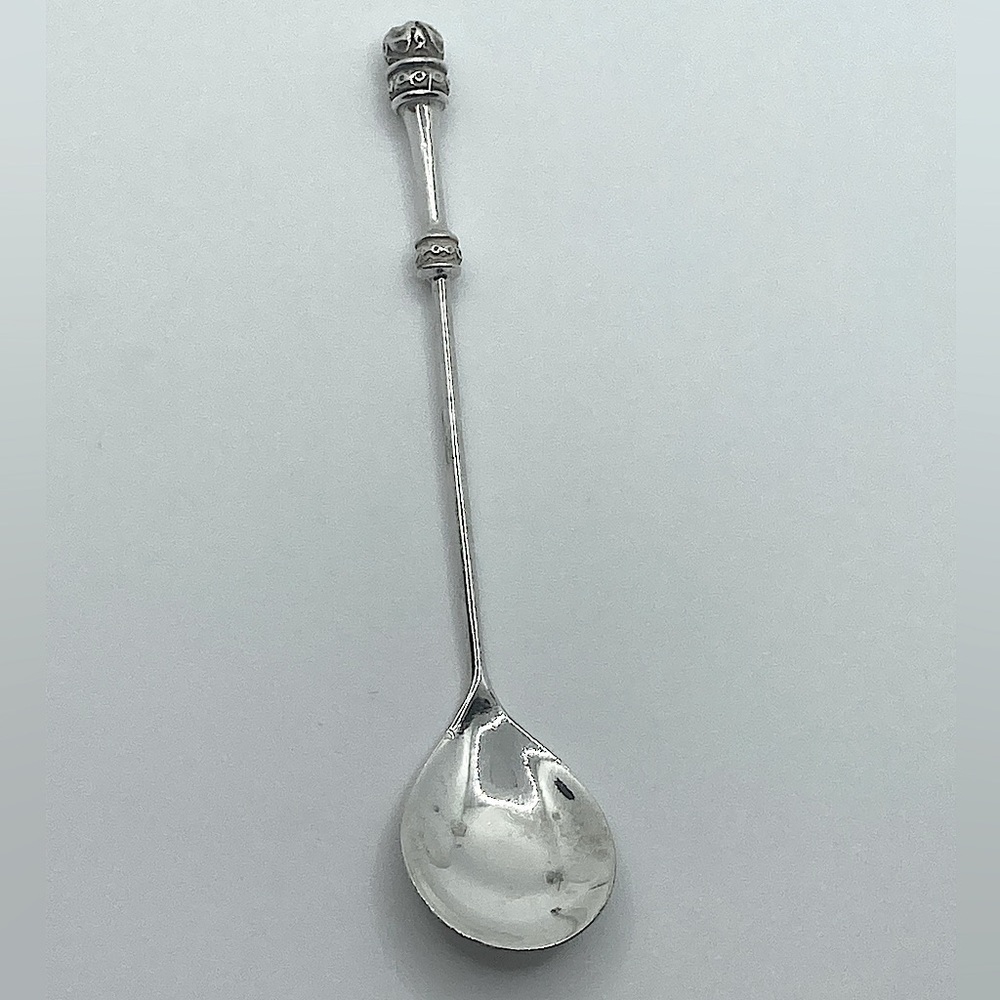 Vtg Sterling Silver Small Shallow Sugar Serving Spoon JE 925 - 3.9”